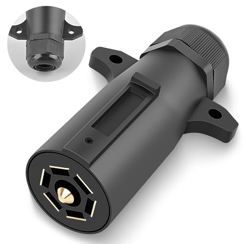 Nilight 7 Pin Male Trailer Round RV Blade Connector Socket - color: Traditional 7 Way