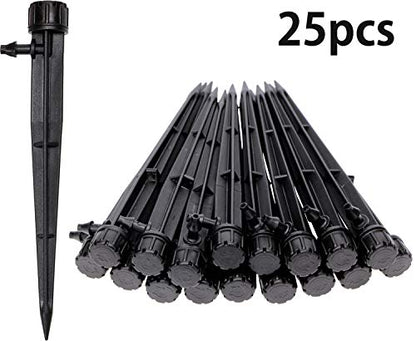 Mini Skater 360 Degree Adjustable Drip Emitters Sprayer Irrigation Drippers Sprinklers Watering Drippers on Stake Fit for 1/4 Inch (4/7mm) Drip Irrigation Tubing (Black,25Pcs)