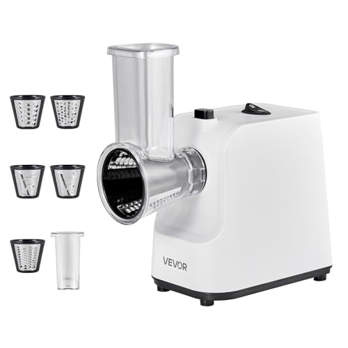 VEVOR Electric Cheese Grater Salad Maker, 200W Salad Shooter, Electric Vegetable Slicer Shredder Chopper for Fruits with 5 Attachments, Stainless Steel Food Cutter for Vegetables, and Cheeses - size: Electric-Salad-Stainless Steel