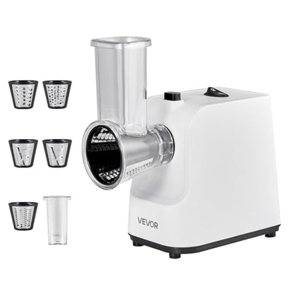 VEVOR Electric Cheese Grater Salad Maker, 200W Salad Shooter, Electric Vegetable Slicer Shredder Chopper for Fruits with 5 Attachments, Stainless Steel Food Cutter for Vegetables, and Cheeses - size: Electric-Salad-Stainless Steel