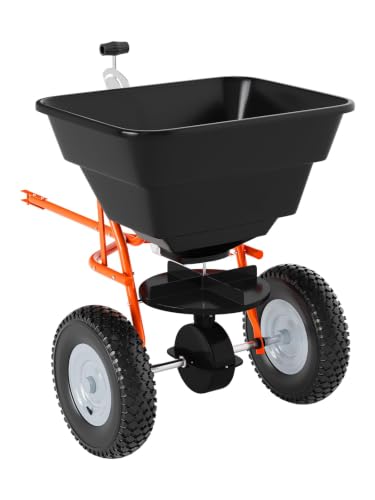 85 lbs Tow-Behind Broadcast Spreader, Pull Behind Fertilizer&Seed Spreader