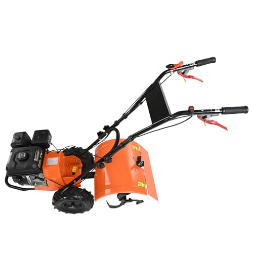 VEVOR Tiller Cultivator, 212CC 4-Stroke Garden Cultivator, Tiller with 4 Steel Adjustable Rear Tines for Lawn, Garden and Field Soil Cultivation - size: 212CC,4-Stroke