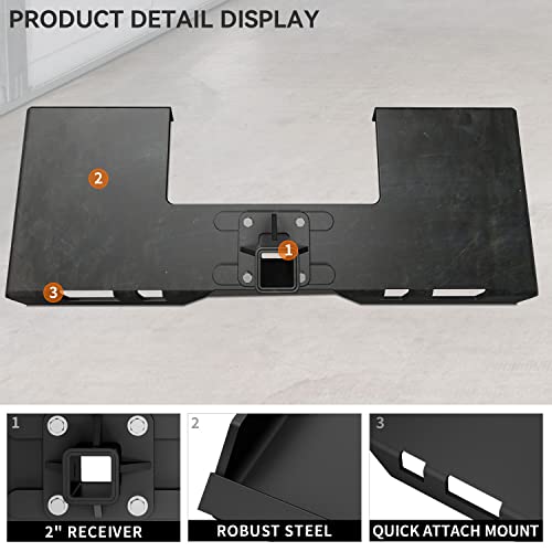 YINTATECH 3000lbs Skid Steer Attachment Plate 3/8" Skid Steer Hitch Plate