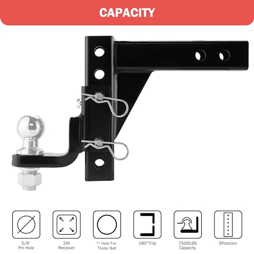 OPENROAD Adjustable Trailer Hitch Ball Mount for 2-Inch Receiver - style: Hitch Ball Mount-No Ball