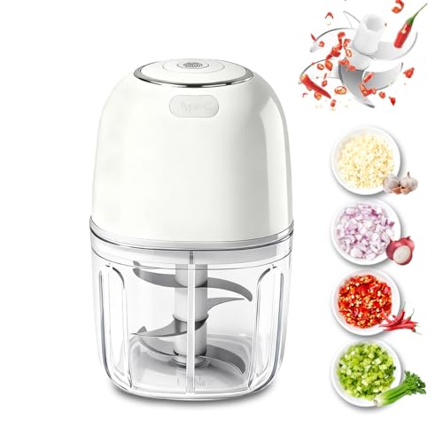 Tiiyee Electric Garlic Chopper, 350ML Mini Portable Mincer Masher 6 Blade