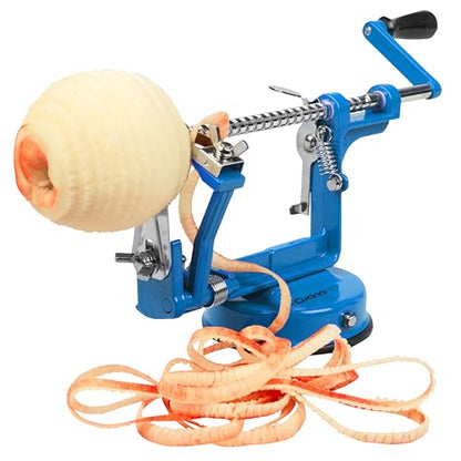 Apple Peeler and Corer, Durable Heavy Duty Chrome Cast Iron, Suction Base - color: Blue
