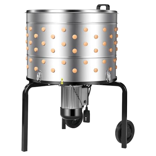 VEVOR Chicken Plucker Machine, 25.6 in Drum, 1200W & 275RPM Electric Chicken Plucking Machine with 158 Soft Fingers & Transport Wheels, Stainless Steel Feather Remover for Processing 4 Chicks Once - color: 3 Legs & 25.6 in