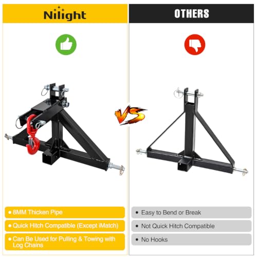 Nilight 3 Point Trailer Hitch 2" Receiver Quick Adapter with Towing Hook - color: 3 Point 2" Trailer Hitch Receive