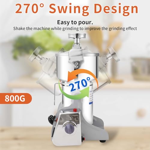 800g Electric Grain Mill 36000r/min High-speed Grain Mill 1800W Superfine Powder Grinder Dry Grinder Machine 270° swingable Dry Material Grinding Machine 304 Stainless Steel herb grinder - size: 800g