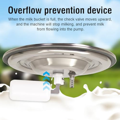 2-in-1 Goats and Cows Milking Machine Upgrade 3.7Gal/14L | Electric Adjustable Vacuum Pulsation Milker, 5200mAh Battery Built-in Rechargeable & Stainless Steel Bucket & 4 Cups (14L) - size: 14L