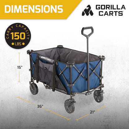 Gorilla Carts Collapsible Folding Outdoor Utility Wagon, 7 Cu Ft, Blue - color: Blue
