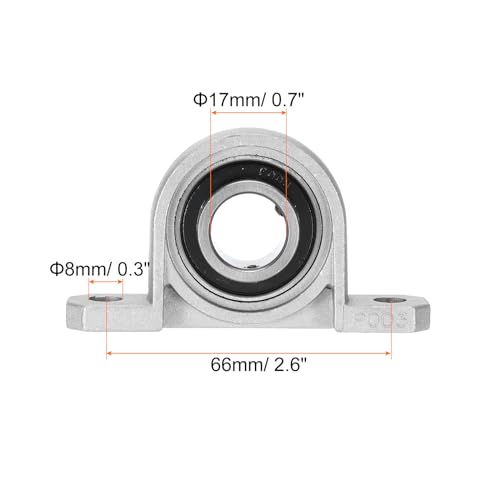 uxcell 6Pcs KP003 Pillow Block Bearing 17mm Bore Zinc Alloy, Self-Alignment - size: 17mm