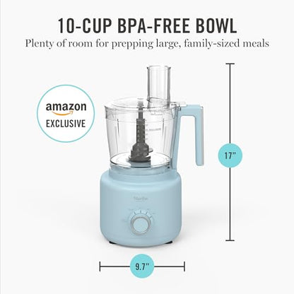 Martha Stewart 10 Cup Food Processor & Electric Chopper, One Touch Pulse - color: Sky Blue