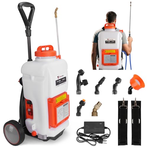 Toovem 4 Gallon Battery Powered Backpack Electric Sprayer with Wheeled Cart - color: White