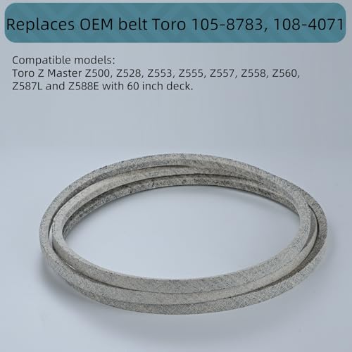 Holdly 105-8783 108-4071 Deck Belt 5/8 x 242'', Mower Belt for Toro Riding Lawn Mowers Z Master Z500 Z528 Z553 Z555 Z557 Z558 Z560 Z587L Z588E, Heavy Duty Kevlar Aramid Belt for Lawn Mower - size: toro 105-8783
