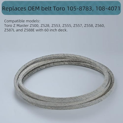Holdly 105-8783 108-4071 Deck Belt 5/8 x 242'', Mower Belt for Toro Riding Lawn Mowers Z Master Z500 Z528 Z553 Z555 Z557 Z558 Z560 Z587L Z588E, Heavy Duty Kevlar Aramid Belt for Lawn Mower - size: toro 105-8783