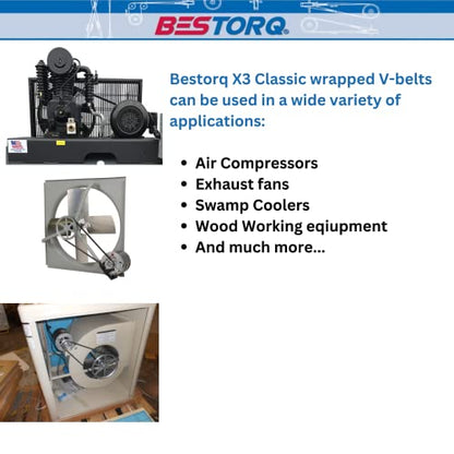 BESTORQ A16 or 4L180 V-Belt, Classic Wrapped Rubber X3 V-Belt, Black, 18" Outside Circumference x .51" Width x .34" Height, Pack of 2 - size: Pack of 2, style: A16 or 4L180