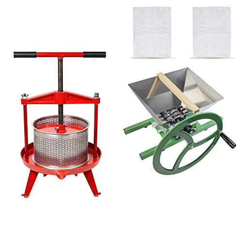 Fruit Wine Press and Crusher,100% Nature Apple&Grape&Berries Crusher Manual Juice Maker for Kitchen