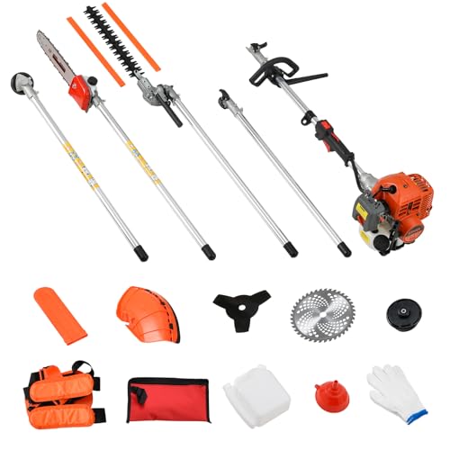 41.5cc Gas Hedge Trimmer Weed Eater 5 in 1 Multi Functional Trimming Tools - color: Orange
