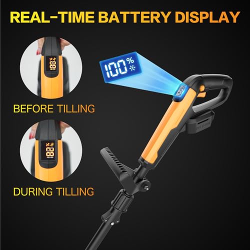 Battery Operated Cordless Tiller for Gardening with 4.0Ah Battery & Charger