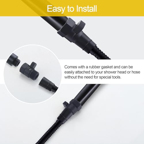 Shower Flow Control Valve, Shower Head Shut Off Valve Solid Brass Flow Pressure Regulator For Hand Shower G1/2, Matte Black