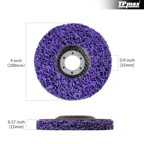 TPmax 4 inch Stripping Discs Rust Remover Discs Remove Paint and Oxidation 5/8 inch Arbor Clean Discs Poly Strip Disc Angle Grinding Wheel - 5 Pack(Purple) - style: 4" x 5/8''