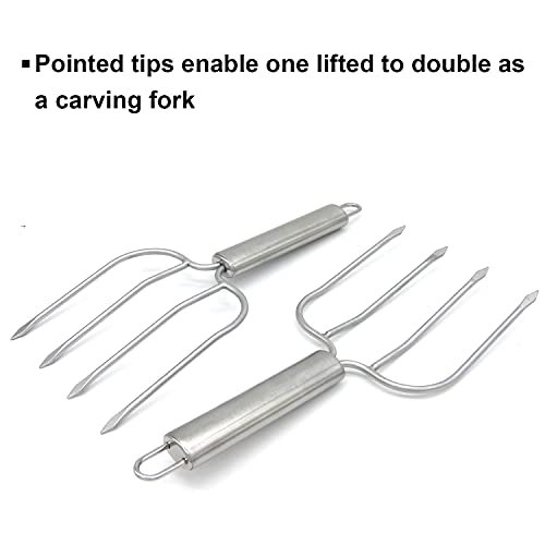 KAYCROWN Stainless Steel Turkey & Roast Lifters, Set of 2 - Turkey and Poultry Lifters Roaster Poultry Forks Great for Thanksgiving, Transfer Turkey or Ham Easily - size: Stainless Steel