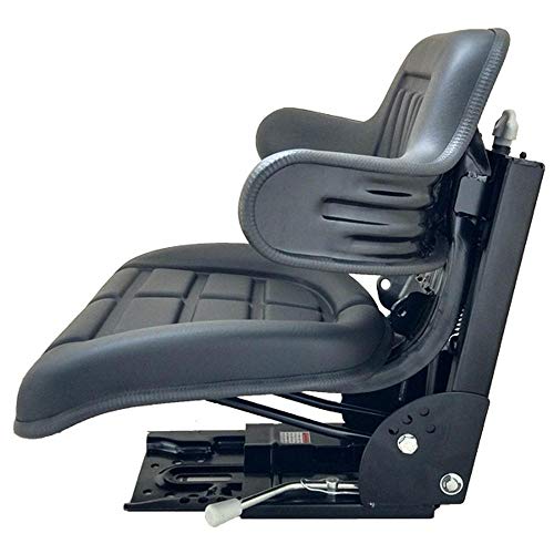 210202 Black Universal Tractor Seat - Plain w/Backrest, Slide Track