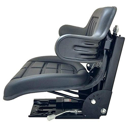 210202 Black Universal Tractor Seat - Plain w/Backrest, Slide Track