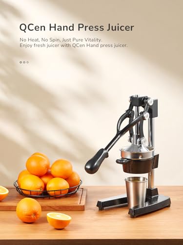 QCen Manual Citrus Juicer Cast Iron Heavy Duty Orange Press - color: Black
