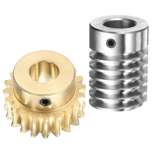 uxcell Worm Gear Set 20T 1.5 Module 20:1 Reduction Rate, Right Rotation Drive Gear Box Wheel Reduce Transmission Part (Brass Gear-12mm Bore, #45 Steel Rod 15mm Bore) - size: 12mm x 15mm
