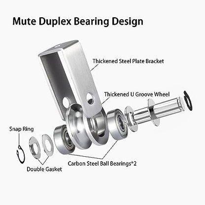 Cable Pulley Wheel Stainless Steel, Bearing Inside, Rope Pulley for Pulley System, 2 Pack - size: pulley wall-mounted