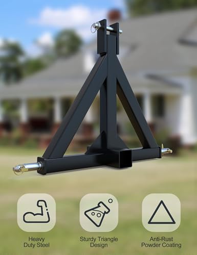 GarveeTech 3 Point 2" Trailer Hitch Receiver Heavy-Duty for Category 1 Tractors Compatible with Kubota, BX, LM25H, WLM Tractor, NorTrac, Yanmar, Kioti, Cat