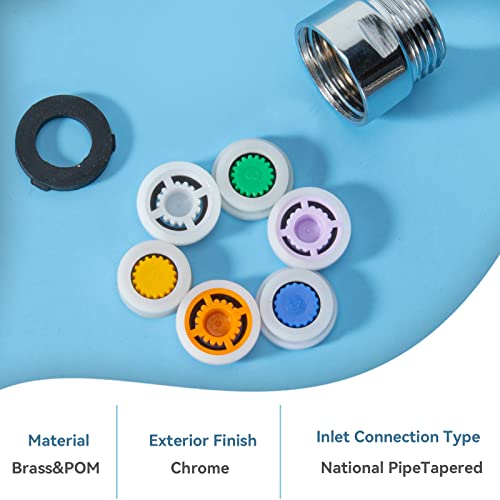 MAYYAYA 7-Pc Brass Shower Flow Saver Kit, 1/2G, 6 Color Options - color: Colours