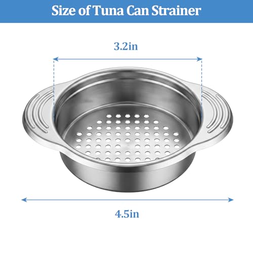 Tuna Can Strainer Stainless Steel Can Press & Food Strainer for Tuna, Salmon, Beans, Vegetables Multi-Use Kitchen Tool with Handles (2 Pack) - size: 2 Pack