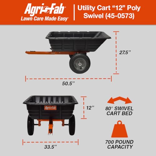 Agri-Fab Tow Behind Poly Dump Swivel Cart for Lawn Tractors and Mowers, 700 lb Capacity with Foot Dumping Mechanism - style: 700 lb. Poly Tow-Behind Swivel Foot Pedal Dump Cart