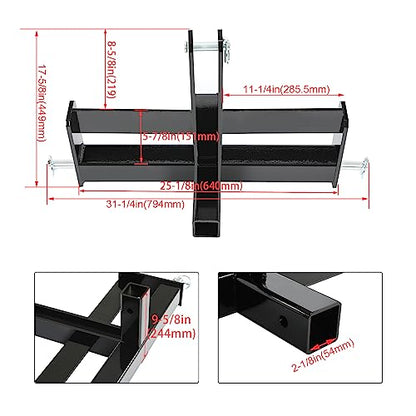 KUAFU 3 Point Hitch Receiver 2" Tractor Drawbar Compatible with Category 1 Tractors w/Suitcase Weight Brackets