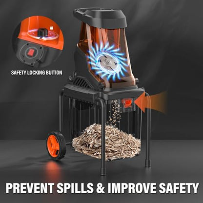 MAXLANDER 15-Amp Electric Wood Chipper Shredder with 50L Collection Bin - color: Light orange