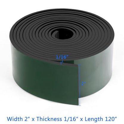HooTown Adhesive Solid Rubber Strips, Self Neoprene Rubber Sheet Rolls Seal - size: 2”Wide x 120”Long, style: 1/16" Thick Adhesive