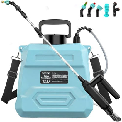 DEGGE Battery Powered Sprayer 2 Gallon, 7.4V Powerful Electric Pump Sprayer - color: Blue