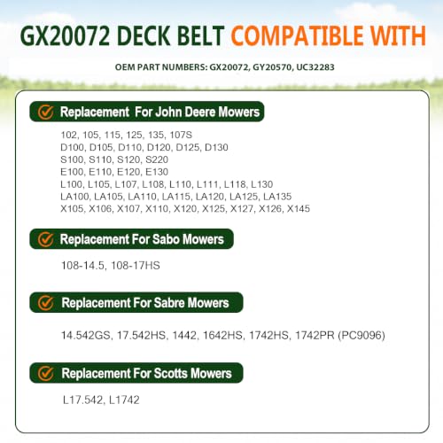 GX20072 Belt 1/2"x104" for John Deere Aramid Cord - size: GX20072