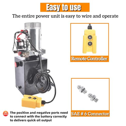 8 Quart Double Acting Hydraulic Power Unit 3200 PSI, 12V DC - color: Double Acting, size: 8 Quart