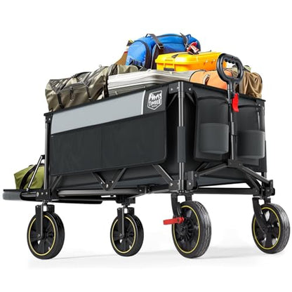 Timber Ridge 49" Extra Long Collapsible Folding Wagon with Tailgate&Brakes - color: Gray, size: 250L