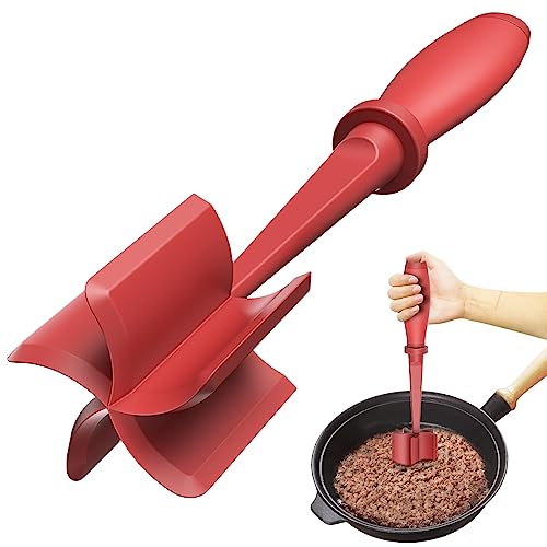 Upgrade Meat Chopper Hamburger Masher Ground Beef Smasher Utensil Mix Tool - color: 1 Pack-Red