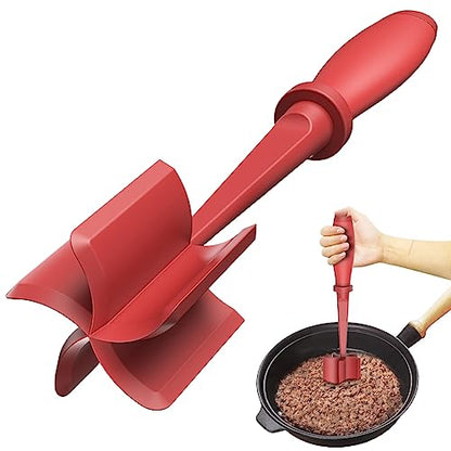 Upgrade Meat Chopper Hamburger Masher Ground Beef Smasher Utensil Mix Tool - color: 1 Pack-Red