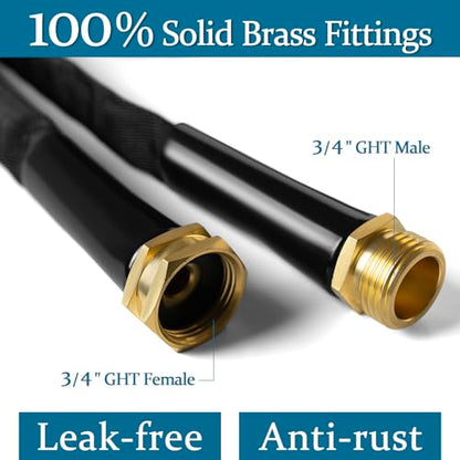 3/4" Garden Hose 50 ft, Made of TPE (BetterThan PVC/Hybrid Polymer), Lightweight yet Durable Water Hose with Ergonomic Grip, Drinking Water Safe Material, All-Weather, 3/4" GHT Fittings - color: Black, size: 50ft x 3/4 in
