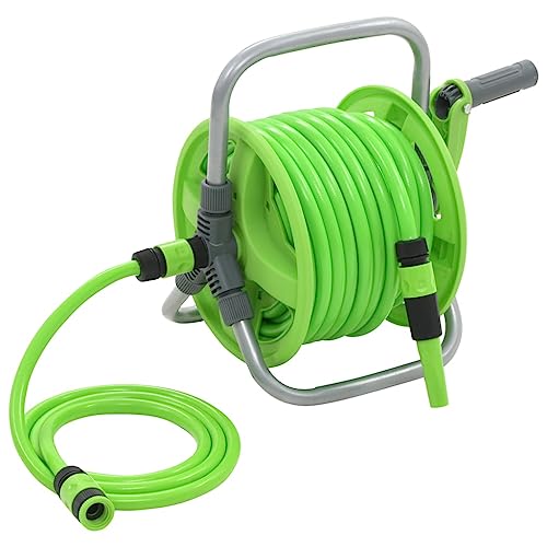 Retractable Garden Water Hose Reel 65.6ft PVC Hose with 6.6ft Lead-in Hose, Wall-Mounted Irrigation System with Spray Nozzle, Adjustable Flow for Lawn, Patio and Car Cleaning