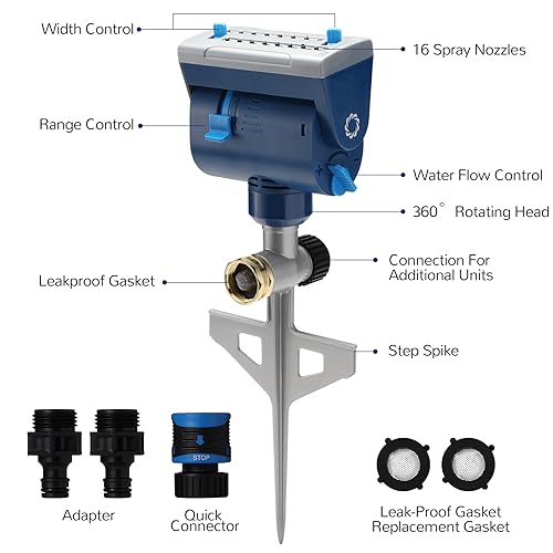 Airthereal Oscillating Sprinkler - Metal Step Spike, 4,069 sq.ft. Coverage - size: 1-Pack