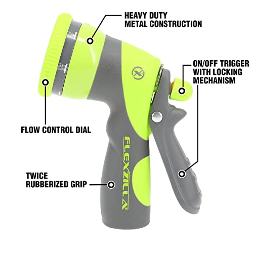Flexzilla Heavy Duty 7-Pattern Adjustable Pistol Grip Garden Hose Nozzle Sprayer with Multiple Spray Settings & Durable Design - color: Chartreuse, style: 7-Pattern Flow Control