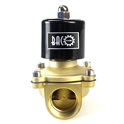 BACOENG 1" DC12V Electric Solenoid Valve (NPT, Brass, Normally Closed) - size: 1"NPT-Brass